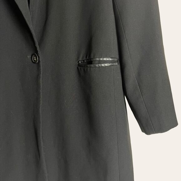 Waverly Grey Hudson Black Leather Trim Single Breasted Car Coat Size M - Picture 4 of 11